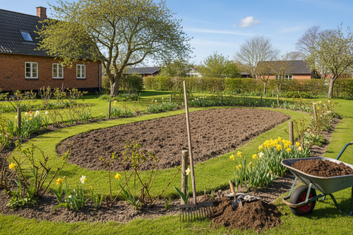 forårsklargøring af have, ingen skilte